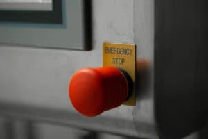 Stainless steel terminal featuring emergency stop button